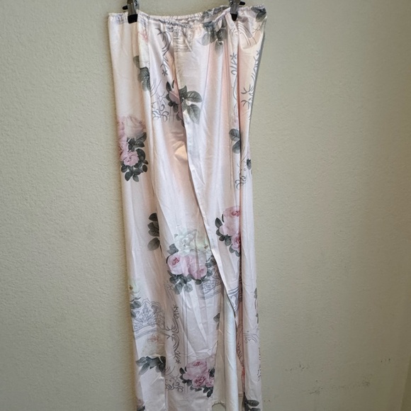 Dresses & Skirts - Floral Satin High Slit Skirt